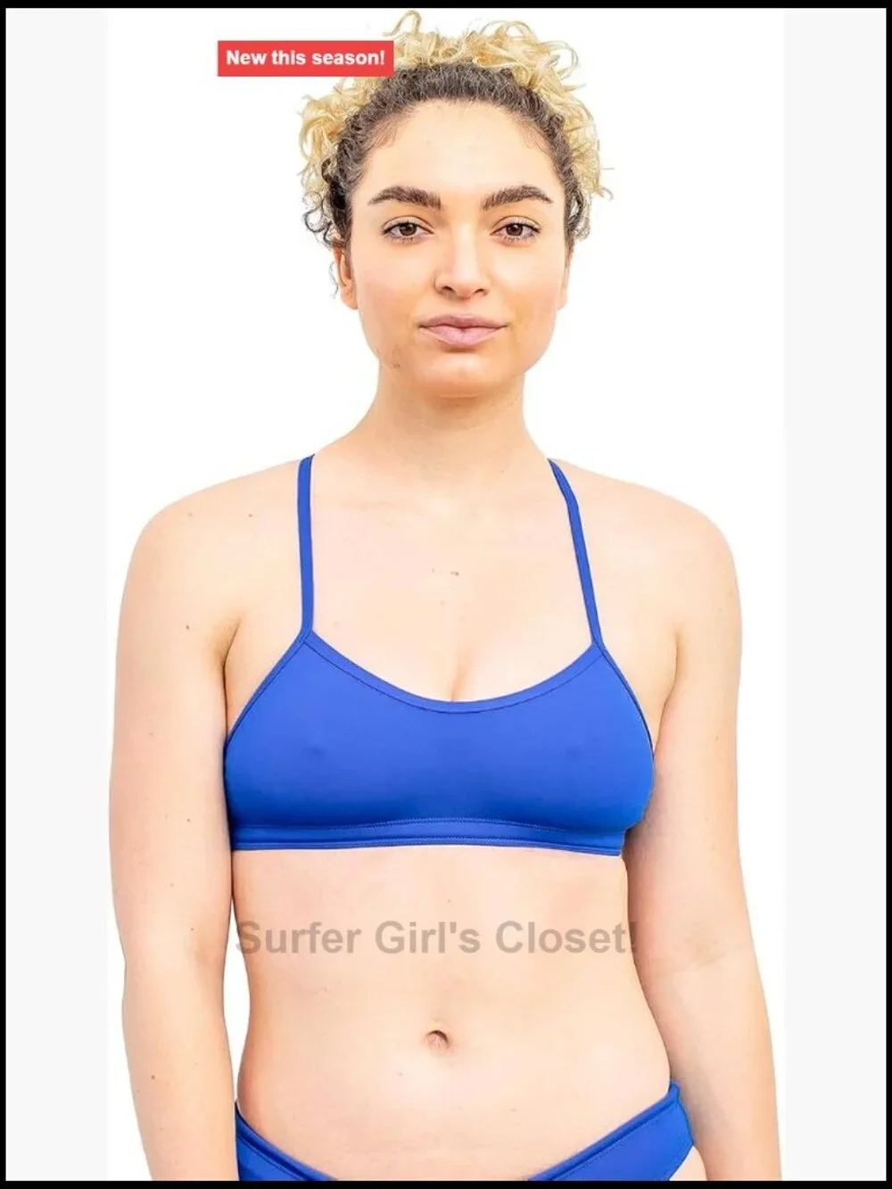 Fixed-Back Athletic Bikini Top Full Coverage Swimsuit Top for Lifeguarding